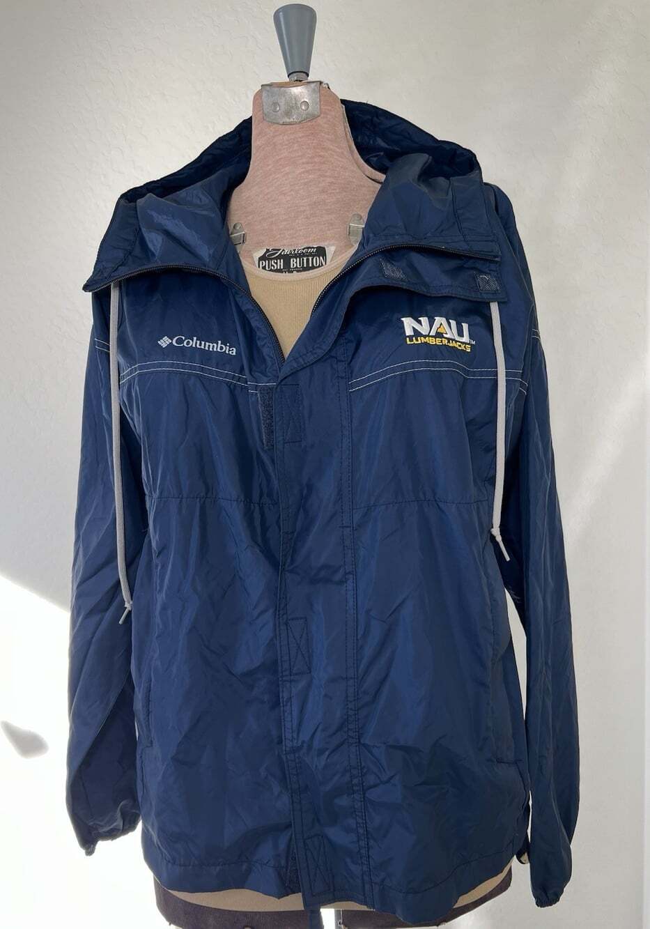Columbia NAU Lumberjacks Men's Navy Blue Hooded Windbreaker Jacket Size L